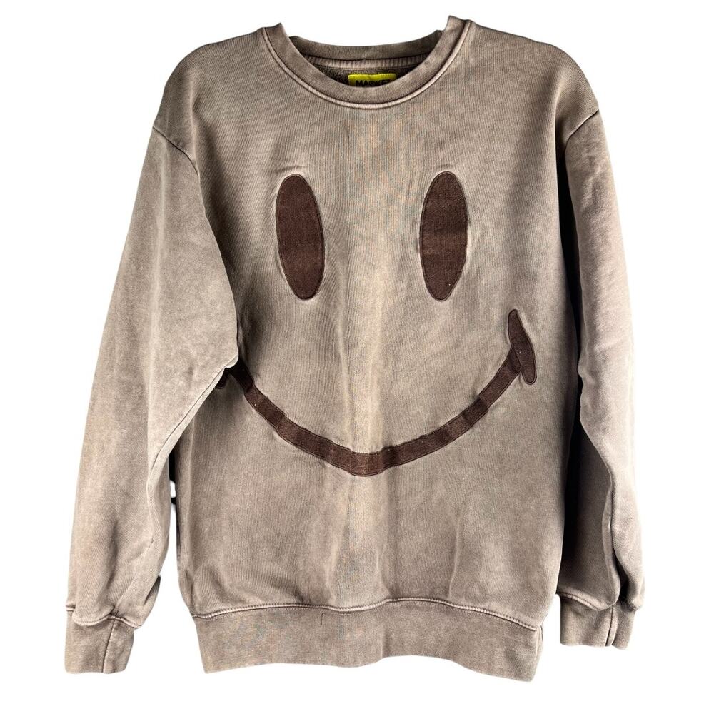 Market Smiley Archive Washed Brown Sweatshirt Size Small Heavyweight